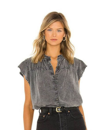 Rails Clothing XS "Ruthie" Top in Black Acid Wash
