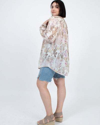 Raquel Allegra Clothing Large Long Sleeve Floral Blouse