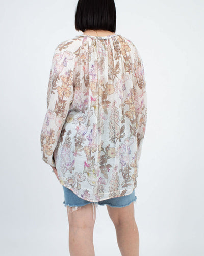 Raquel Allegra Clothing Large Long Sleeve Floral Blouse