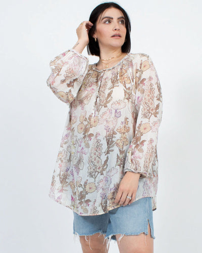 Raquel Allegra Clothing Large Long Sleeve Floral Blouse