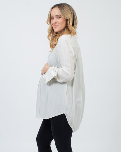 Raquel Allegra Clothing Large Semi-Sheer Long Sleeve Blouse