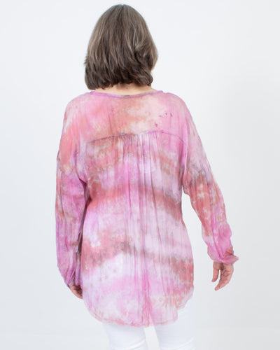 Raquel Allegra Clothing Medium Sheer Tie Dye Blouse