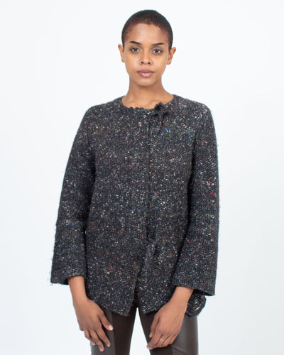 Raquel Allegra Clothing Medium Tie Front Knit Cardigan