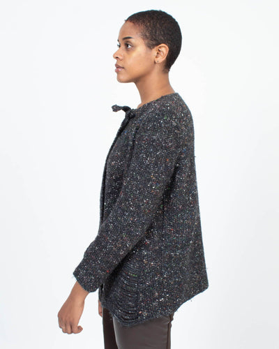 Raquel Allegra Clothing Medium Tie Front Knit Cardigan