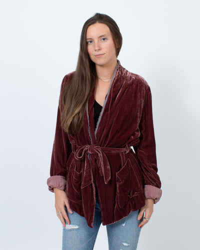 Raquel Allegra Clothing Medium Velvet Silk Blazer