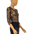 Raquel Allegra Clothing Small Black Sheer Lace Fitted Top