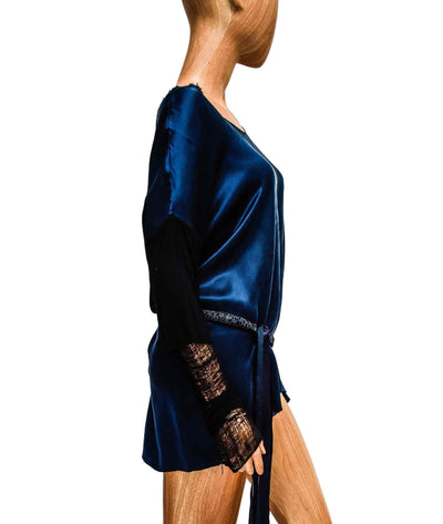Raquel Allegra Clothing Small Long Sleeve Silk Tunic with Frayed Hem