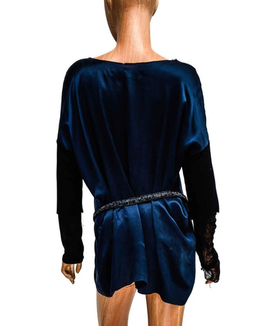 Raquel Allegra Clothing Small Long Sleeve Silk Tunic with Frayed Hem