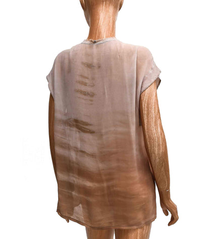 Raquel Allegra Clothing Small Silk Semi-Sheer Scoop Neck Top