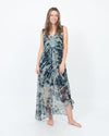 Raquel Allegra Clothing XS Navy Silk Tie Dye Maxi Dress with Slip