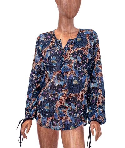Raquel Allegra Clothing XS Semi Sheer Printed Blouse