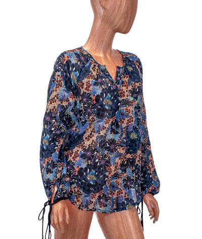 Raquel Allegra Clothing XS Semi Sheer Printed Blouse