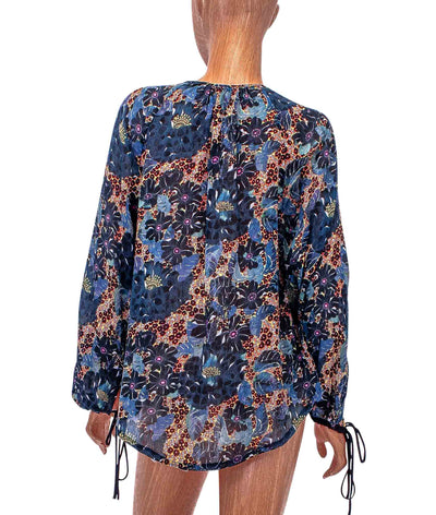Raquel Allegra Clothing XS Semi Sheer Printed Blouse