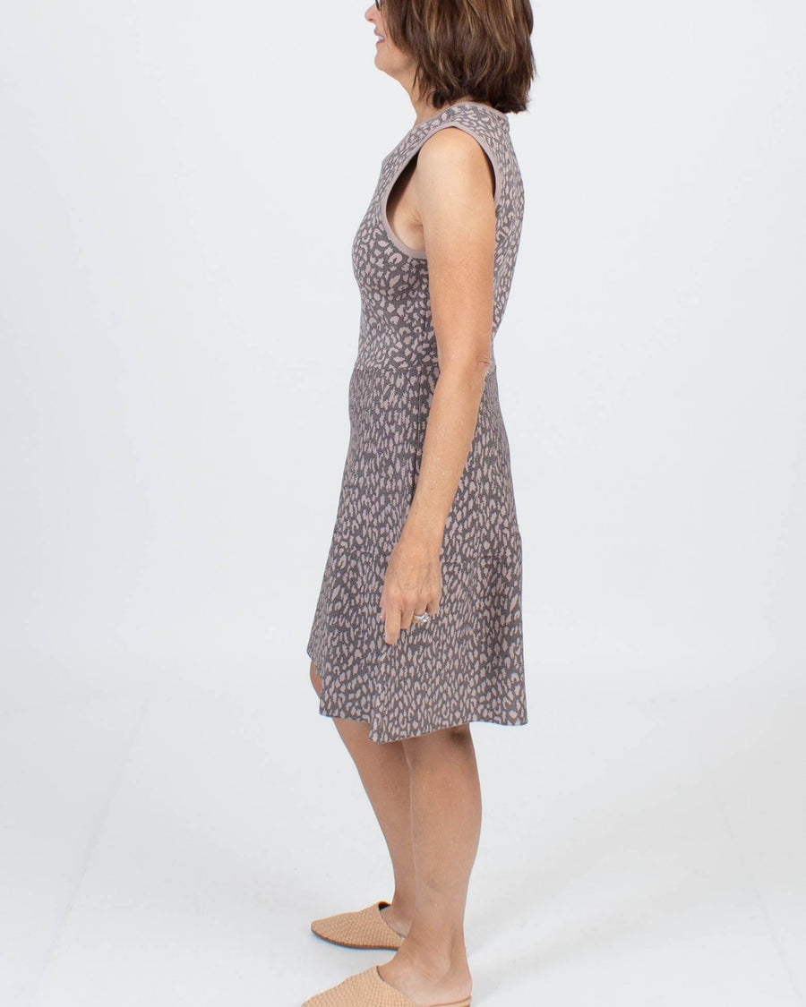 Rebecca Taylor Clothing Large Sleeveless Knit Animal Print Dress