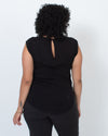 Rebecca Taylor Clothing Large | US 10 Black Cap Sleeve Blouse
