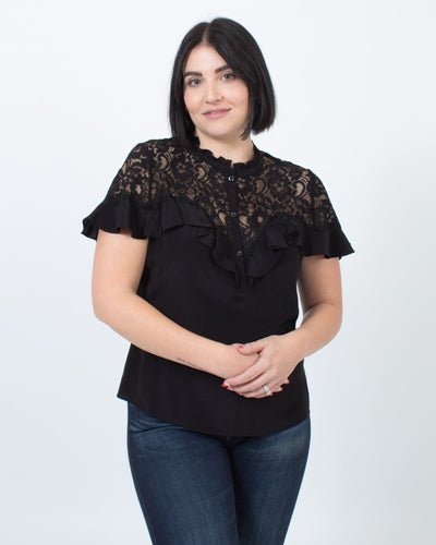 Rebecca Taylor Clothing Large | US 10 Lace Button Down Blouse
