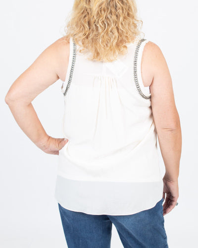 Rebecca Taylor Clothing XL | US 12 Sleeveless Silk Crystal Embellished Top