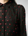 Red Valentino Clothing Small | IT 40 Black Sheer Heart Blouse