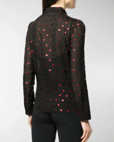 Red Valentino Clothing Small | IT 40 Black Sheer Heart Blouse
