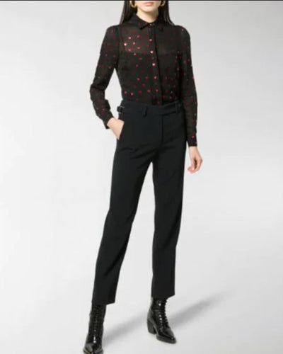 Red Valentino Clothing Small | IT 40 Black Sheer Heart Blouse