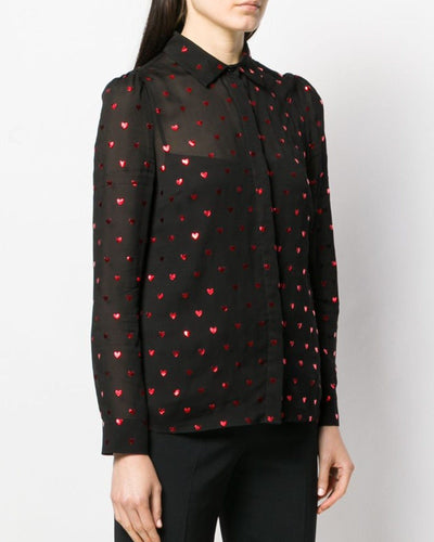 Red Valentino Clothing Small | IT 40 Black Sheer Heart Blouse