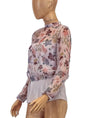 Red Valentino Clothing Small | US 4 I FR 40 Sheer Floral Long Sleeve Top
