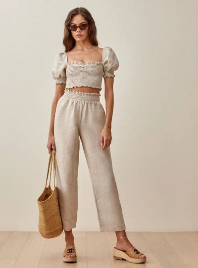 Reformation Clothing Medium "Mora" Linen Two Piece Set