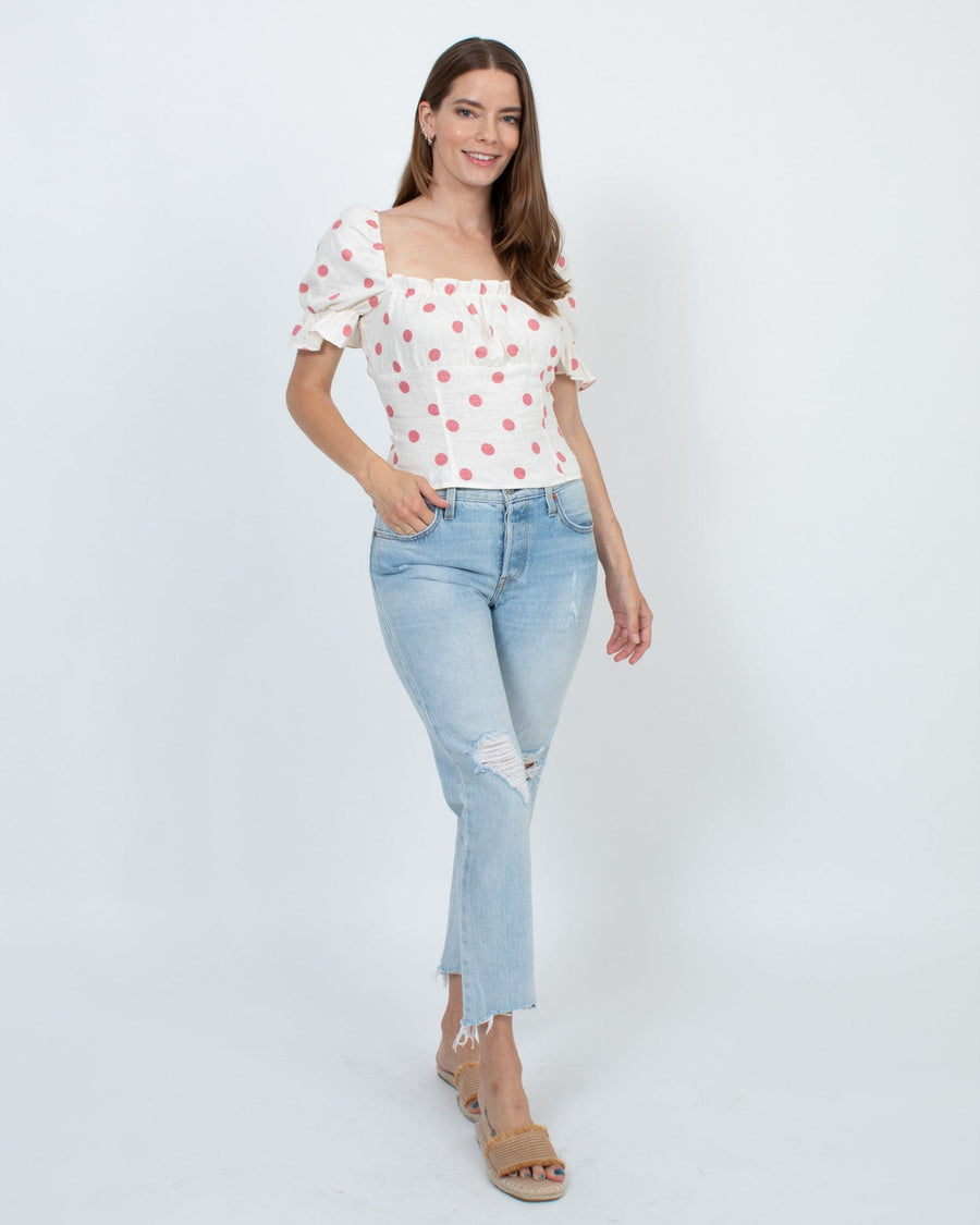 Reformation Clothing Medium | US 8 "Gomez" Puff Sleeve Square Neck Cropped Top