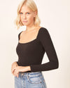 Reformation Clothing Small Black Ribbed Bodysuit