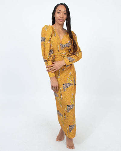 RHODE Clothing XS Animal Print Maxi Wrap Dress