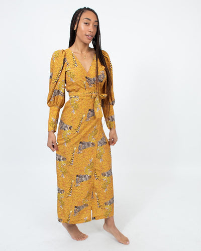 RHODE Clothing XS Animal Print Maxi Wrap Dress