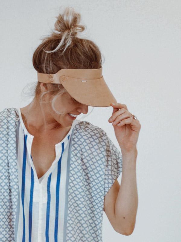 Right Tribe Accessories One Size Cambria Leather Visor in Light Tan