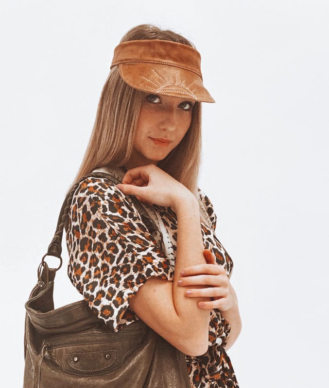 Right Tribe Accessories One Size Sunshine Embroidered Leather Visor