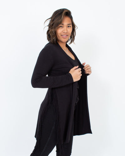 Riller & Fount Clothing Small | US 2 Black Tasseled Cardigan