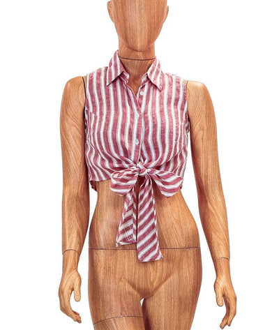 Rue Stiic Clothing XS Stripe Tie Front Crop Top