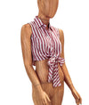 Rue Stiic Clothing XS Stripe Tie Front Crop Top