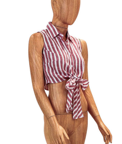 Rue Stiic Clothing XS Stripe Tie Front Crop Top