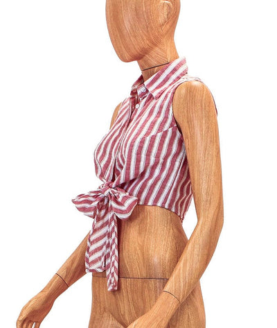 Rue Stiic Clothing XS Stripe Tie Front Crop Top