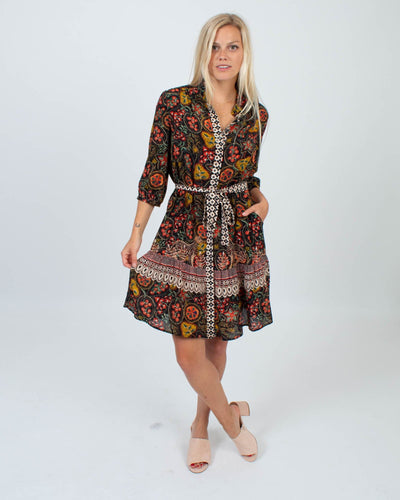 SALONI Clothing Small | US 4 Printed Button Down Dress