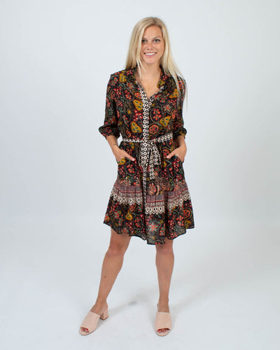 SALONI Clothing Small | US 4 Printed Button Down Dress