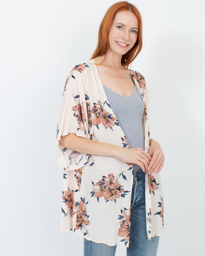 saltwater LUXE Clothing One Size Pink Floral Kimono