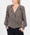 Scotch & Soda Clothing Medium Stripe Henley Crossover Blouse