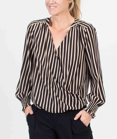 Scotch & Soda Clothing Medium Stripe Henley Crossover Blouse