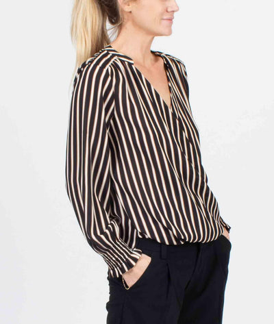 Scotch & Soda Clothing Medium Stripe Henley Crossover Blouse