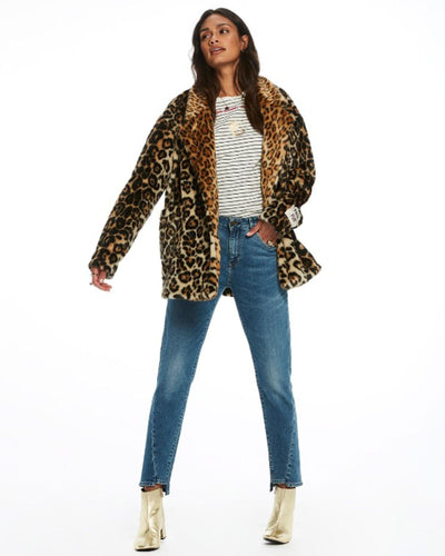 Scotch & Soda Clothing XS Leopard Print Faux Fur Coat