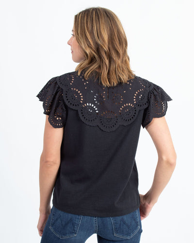 Sea New York Clothing Small Black Eyelet Blouse