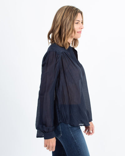 Secular Clothing Small Navy Sheer Button Down
