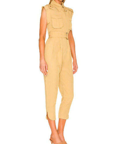 Shona Joy Clothing Large | 10 "Matilda" Linen Utility Jumpsuit
