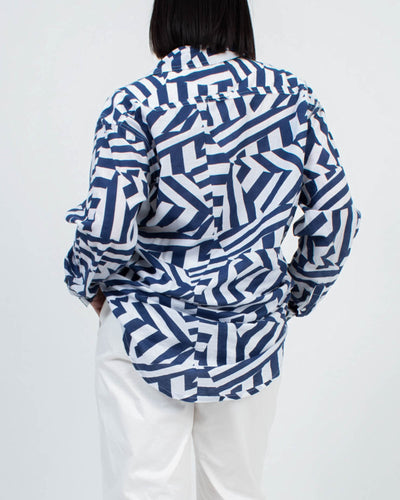 Solid & Striped Clothing Medium "Oxford" Long Sleeve Printed Tunic Blouse