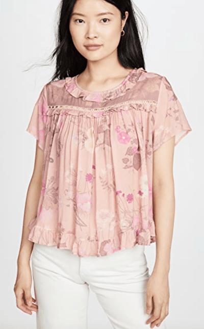 Spell & The Gypsy Collective Clothing Medium Pink Floral Blouse